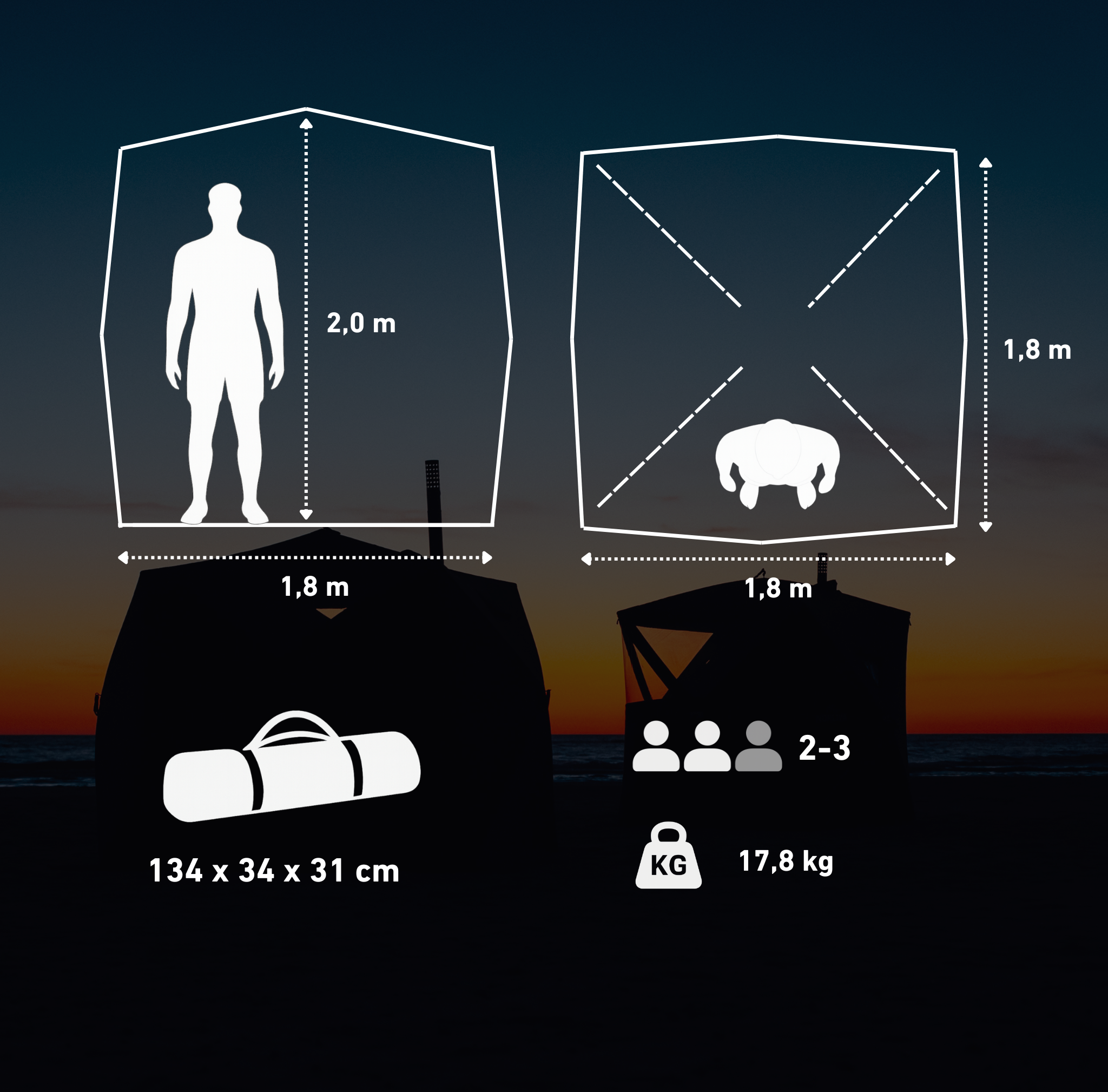 Set: Saunatent Isen + Kachel + Sauna-accessoires