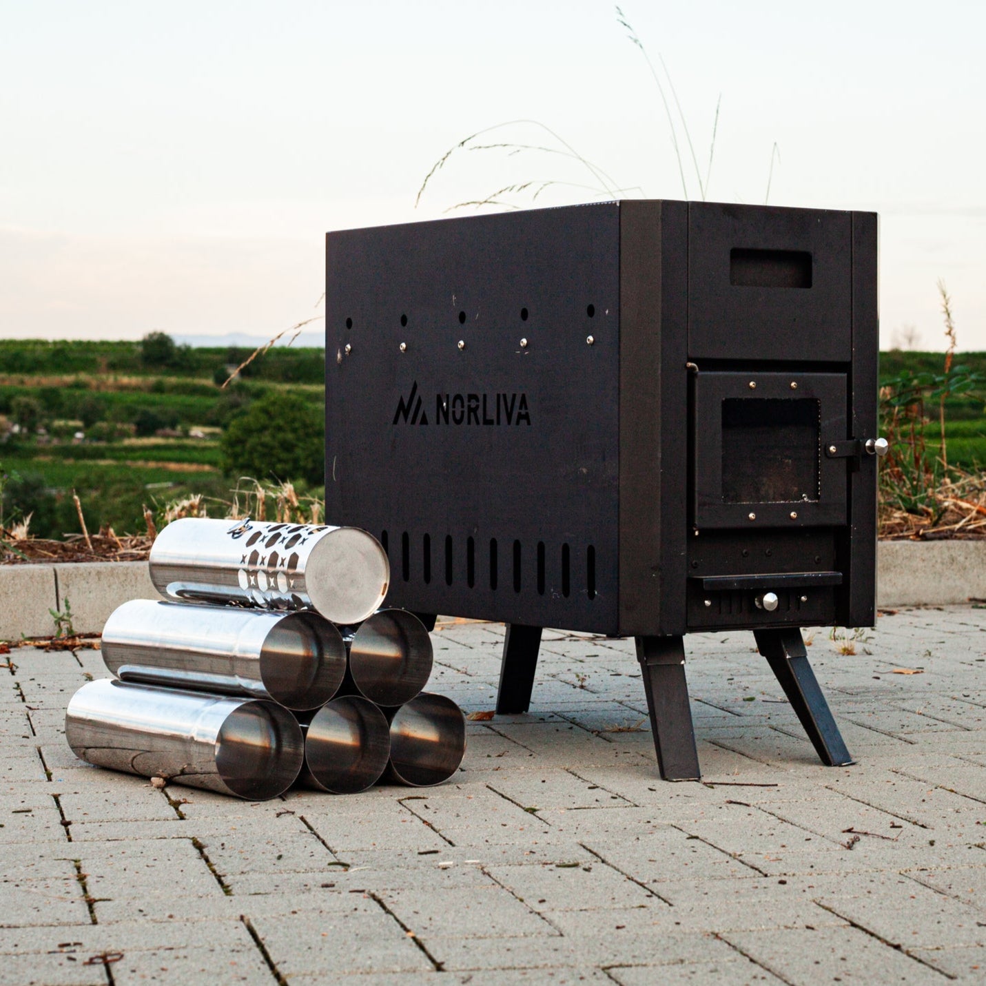 Set: Saunatent Fjorden + Oven + Sauna-accessoires + tweestapsbank