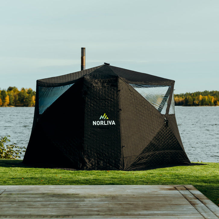 Mobiele saunatent Fjorden met saunakachel