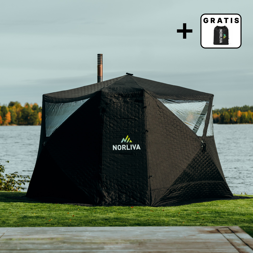 Mobiele saunatent Fjorden met saunakachel