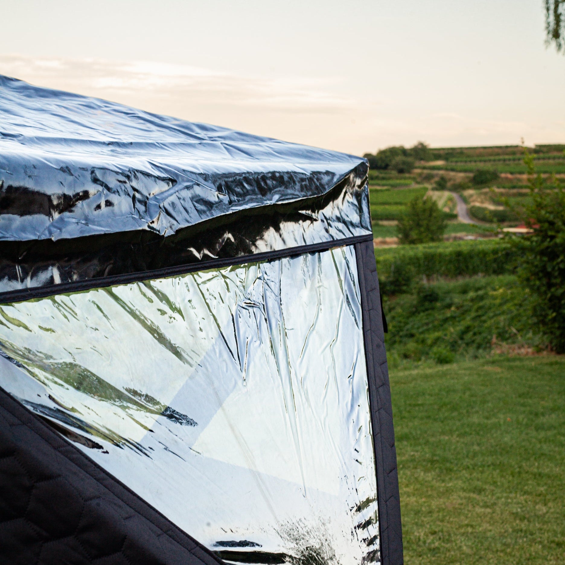 Set: Saunatent Dalen + kachel + sauna-accessoires + regenbescherming + ijsbadton