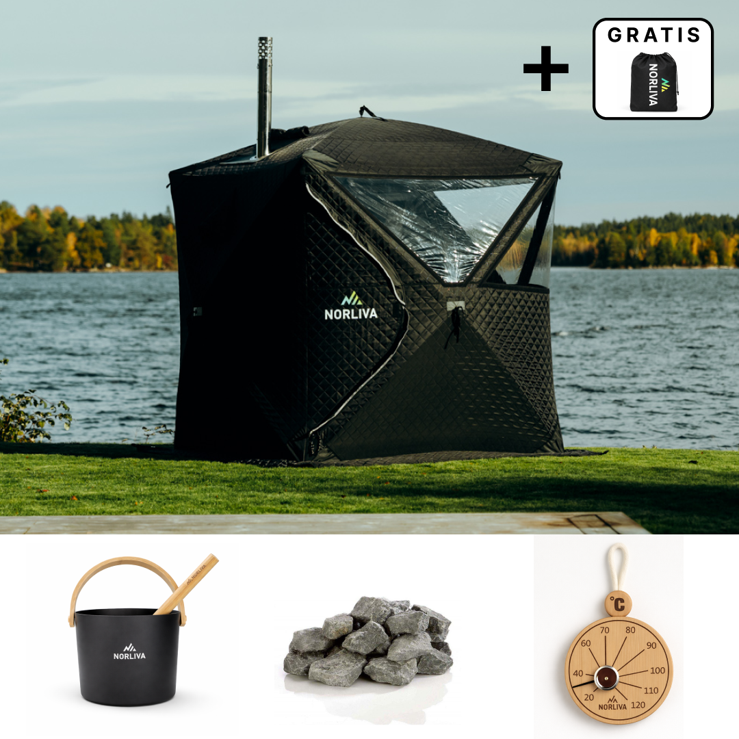 Set: saunatent Isen 3.0 + kachel + sauna-accessoires