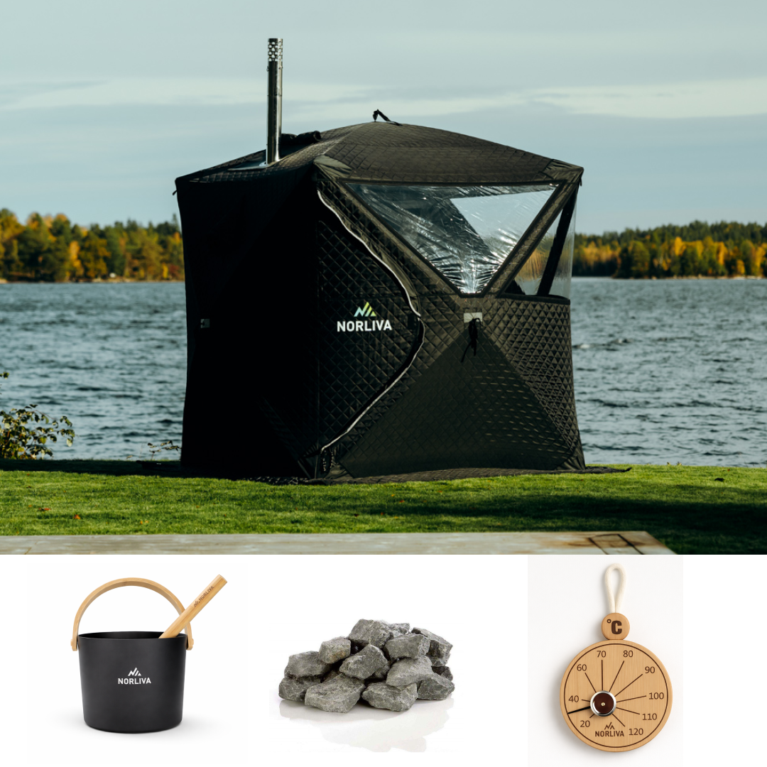 Set: saunatent Isen 3.0 + kachel + sauna-accessoires