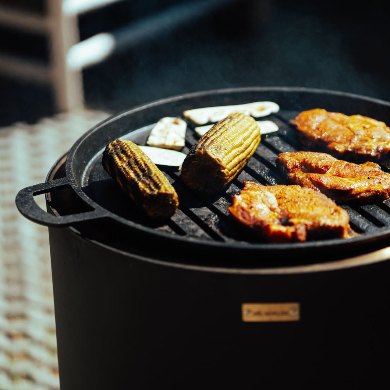 Set: Skara + Deksel + Gietijzeren-grillrooster