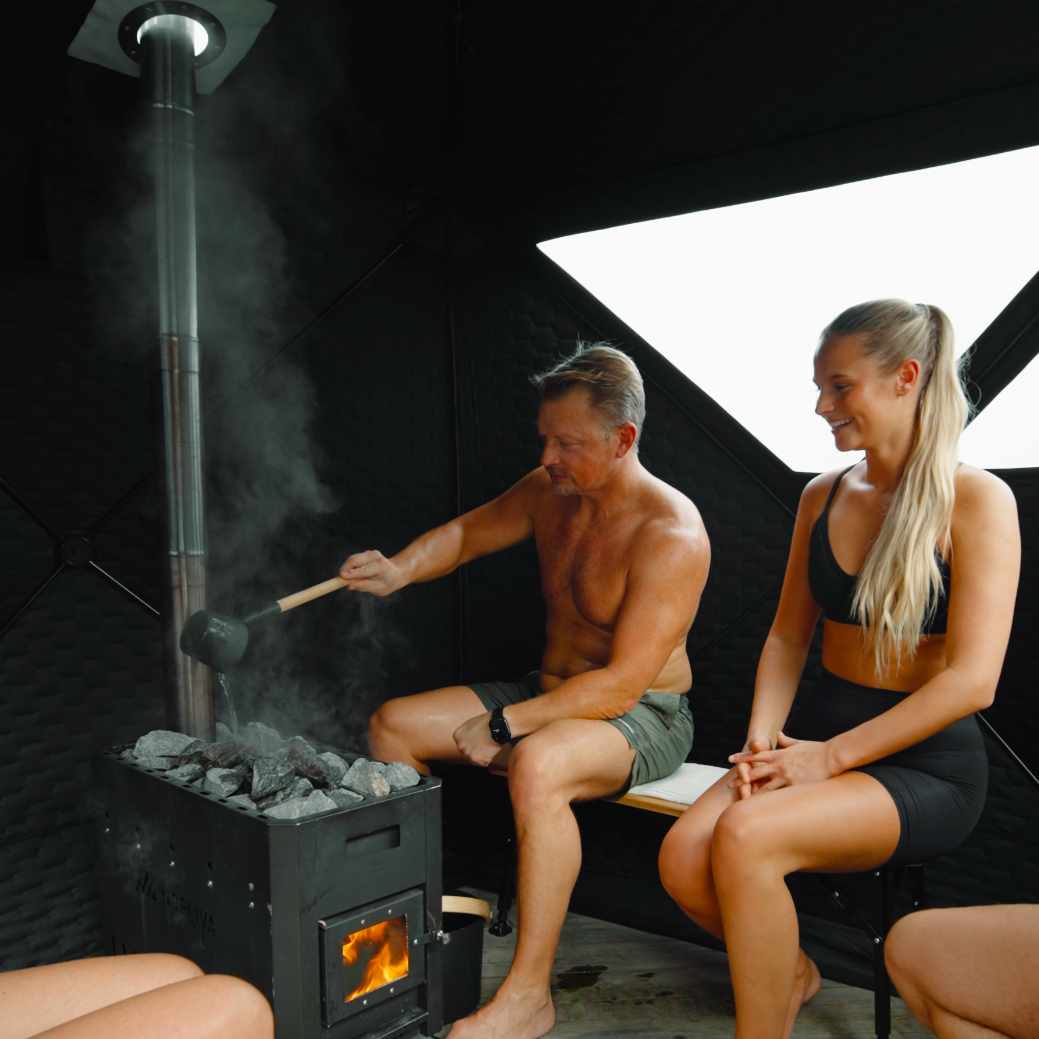 Set: Saunatent Dalen 3.0 + Kachel + Sauna-accessoires + Regenhoes