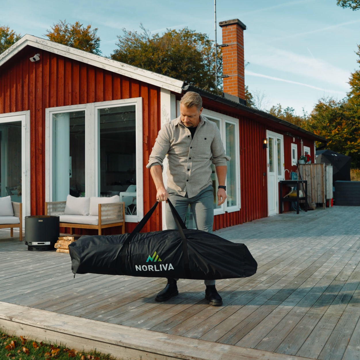 Set: Saunatent Dalen + kachel + sauna-accessoires + regenbescherming + ijsbadton