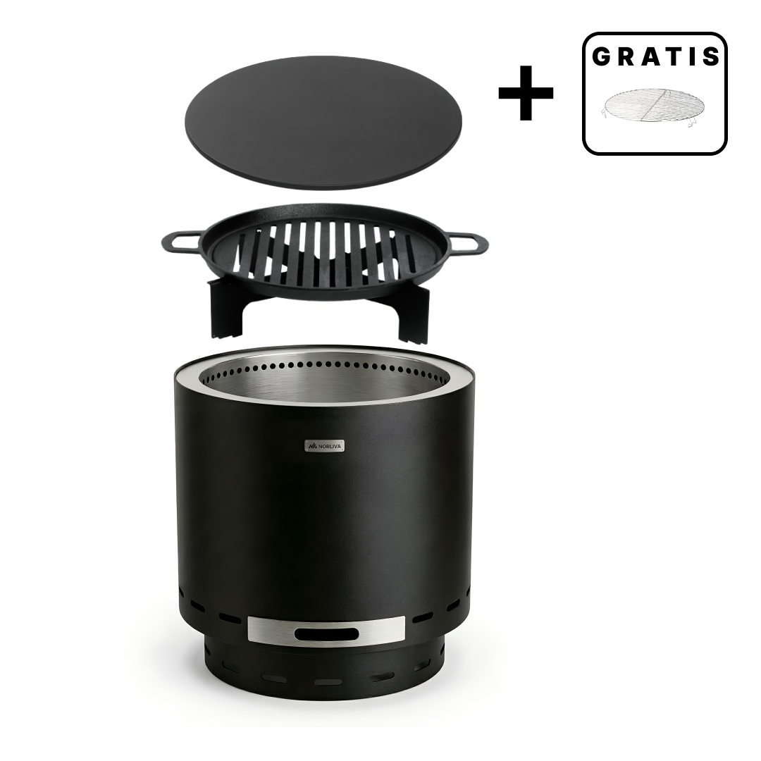Set: Skara + afdekking + gietijzeren grillrooster