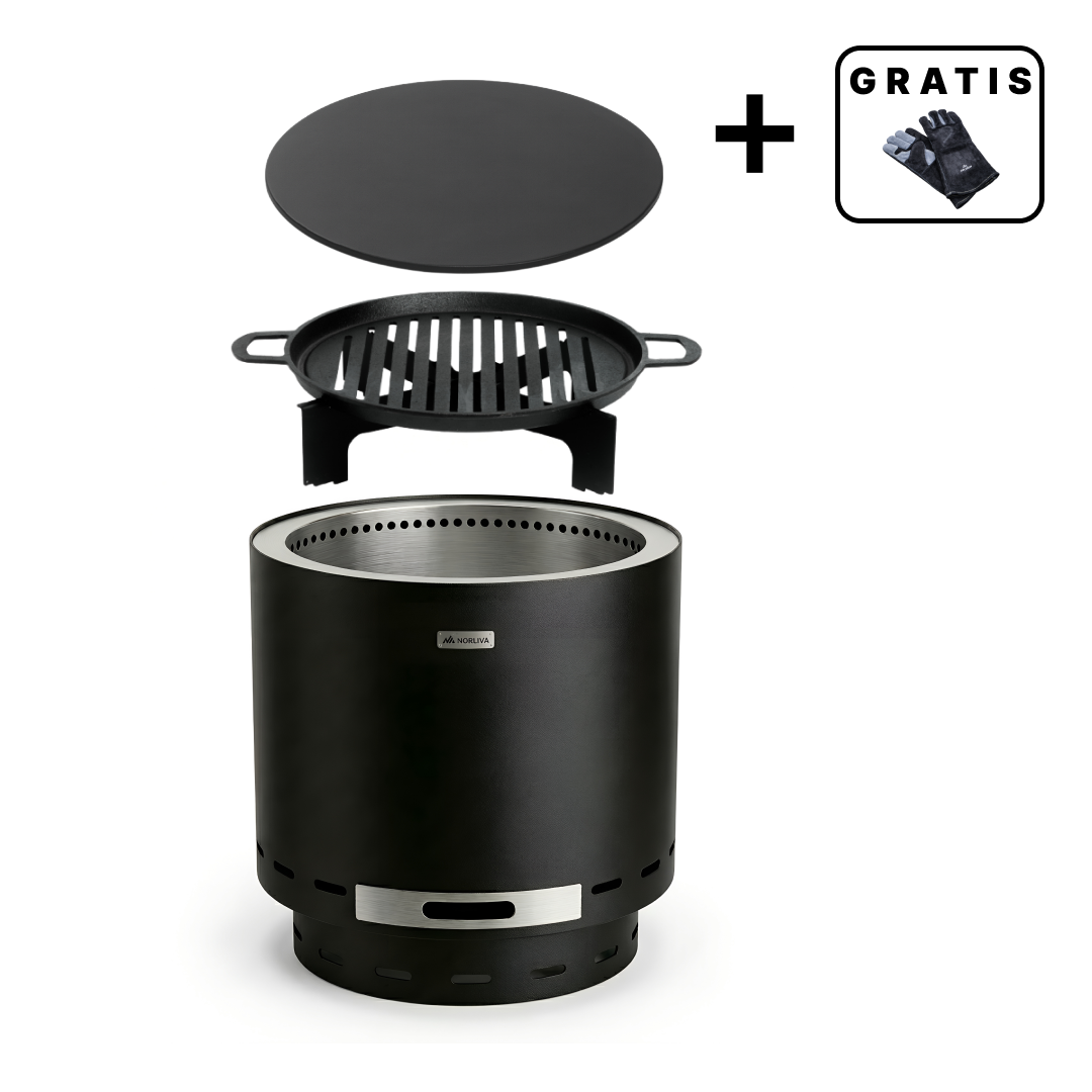 Set: Skara + Deksel + Gietijzeren-grillrooster