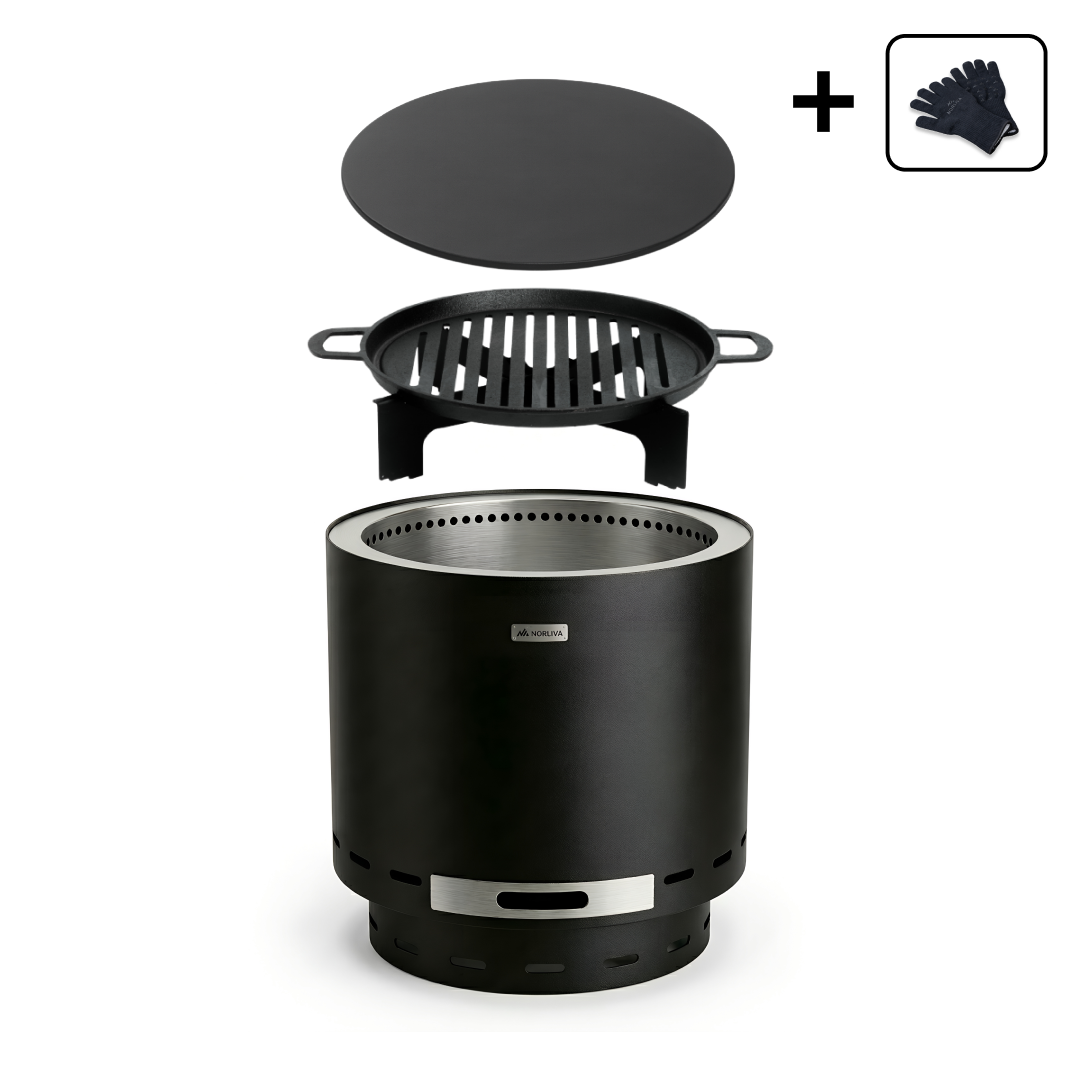 Set: Skara + Deksel + Gietijzeren-grillrooster