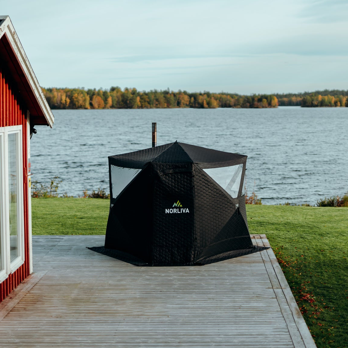 Set: Saunatent Dalen 3.0 + Kachel + Sauna-accessoires + Regenhoes