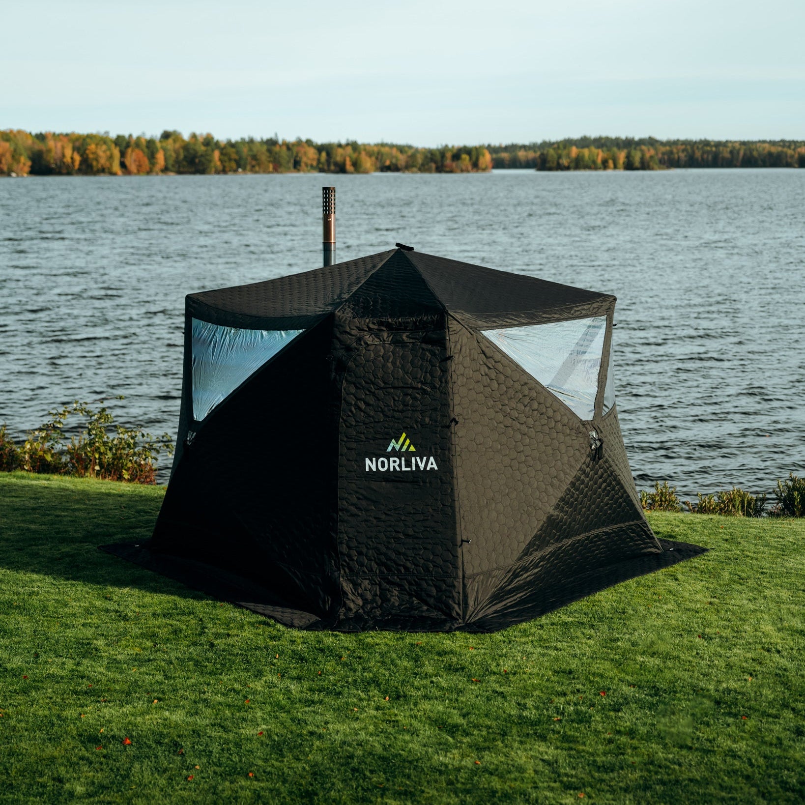 Set: Saunatent Fjorden + Kachel + Sauna-accessoires + Regenschutz