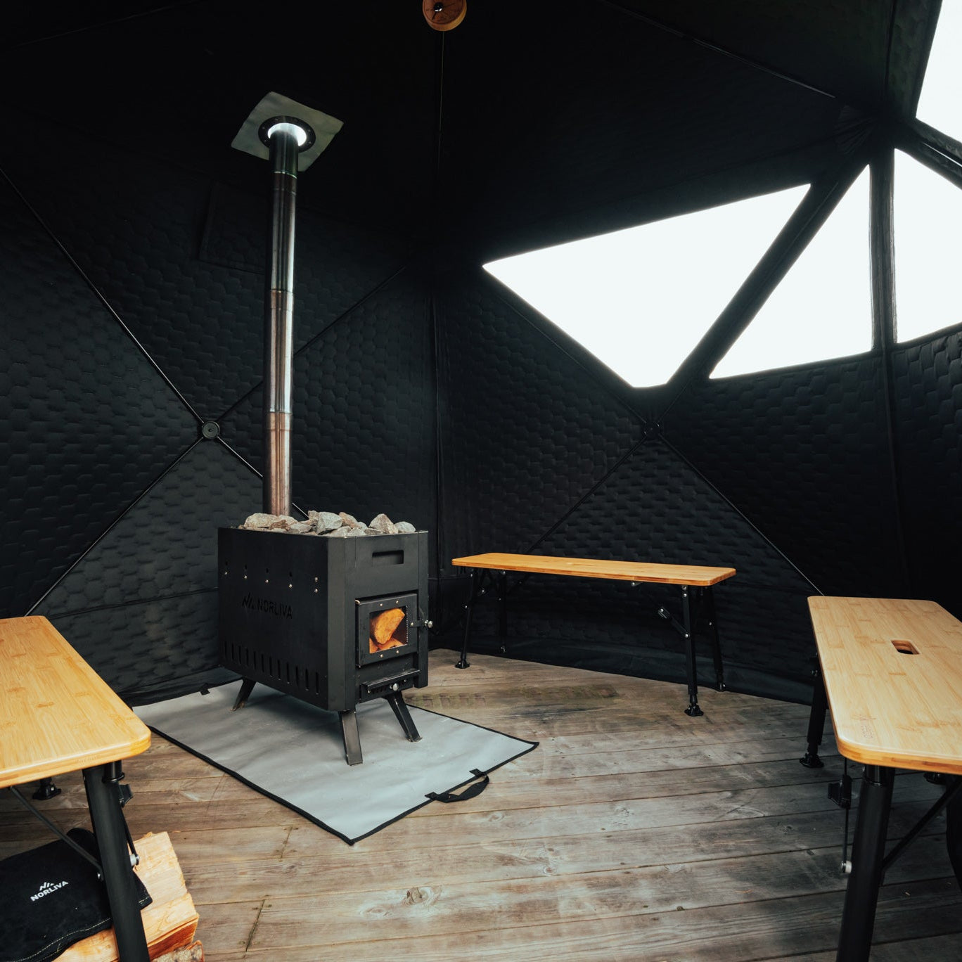 Set: Saunatent Dalen + Kachel + Sauna-accessoires + Regenschutz