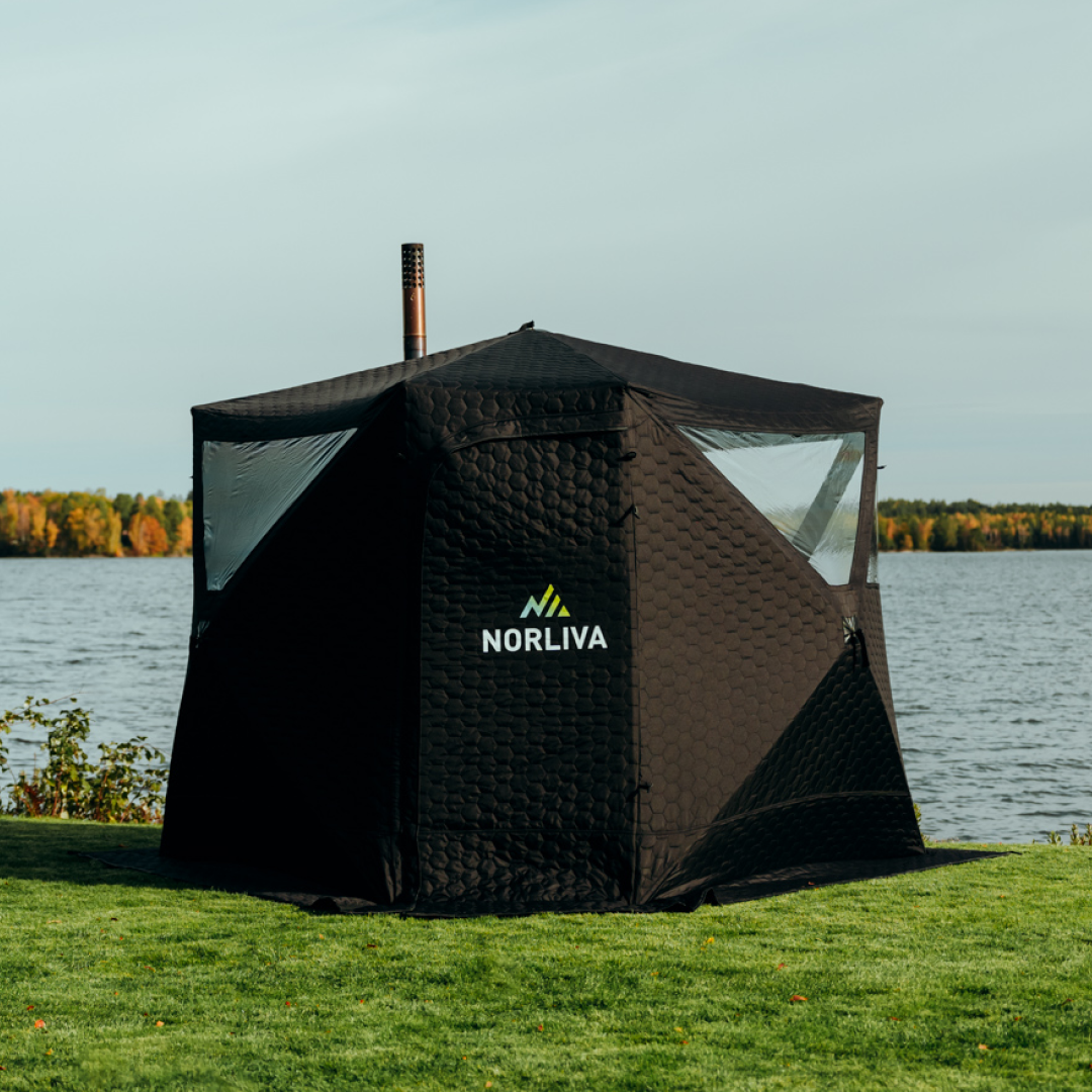 Mobiele saunatent Dalen 3.0 met saunakachel