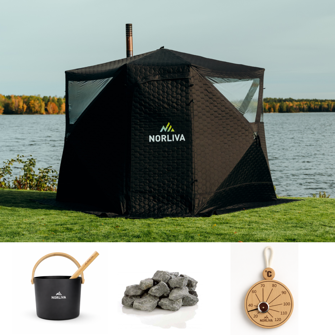 Set: saunatent Dalen 3.0 + kachel + sauna-accessoires