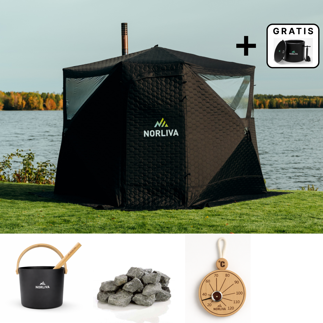 Set: saunatent Dalen 3.0 + kachel + sauna-accessoires