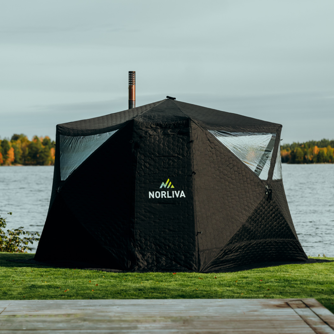Mobiele saunatent Fjorden met saunakachel