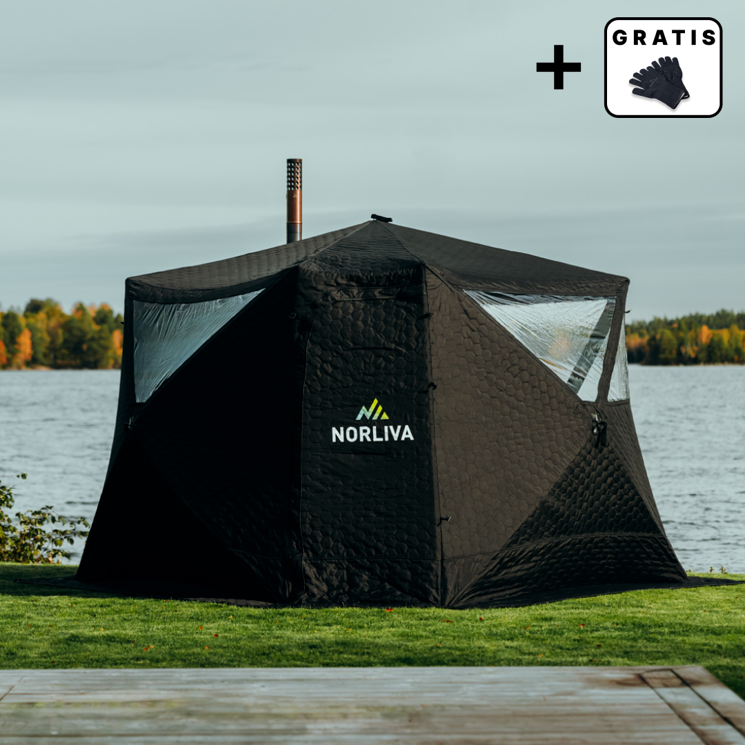 Mobiele saunatent Fjorden met saunakachel