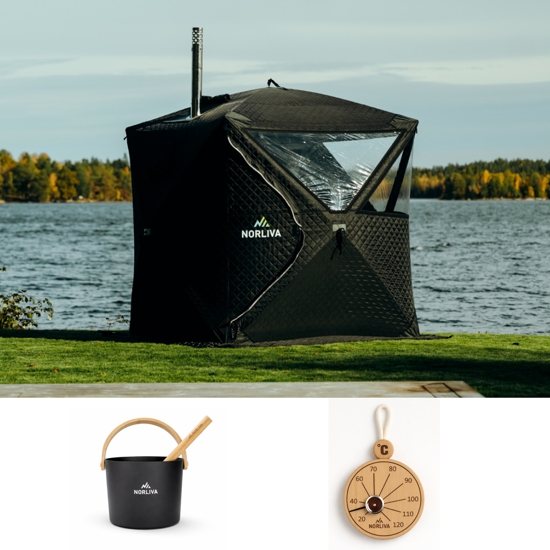 Set: saunatent Isen 3.0 + kachel + sauna-accessoires