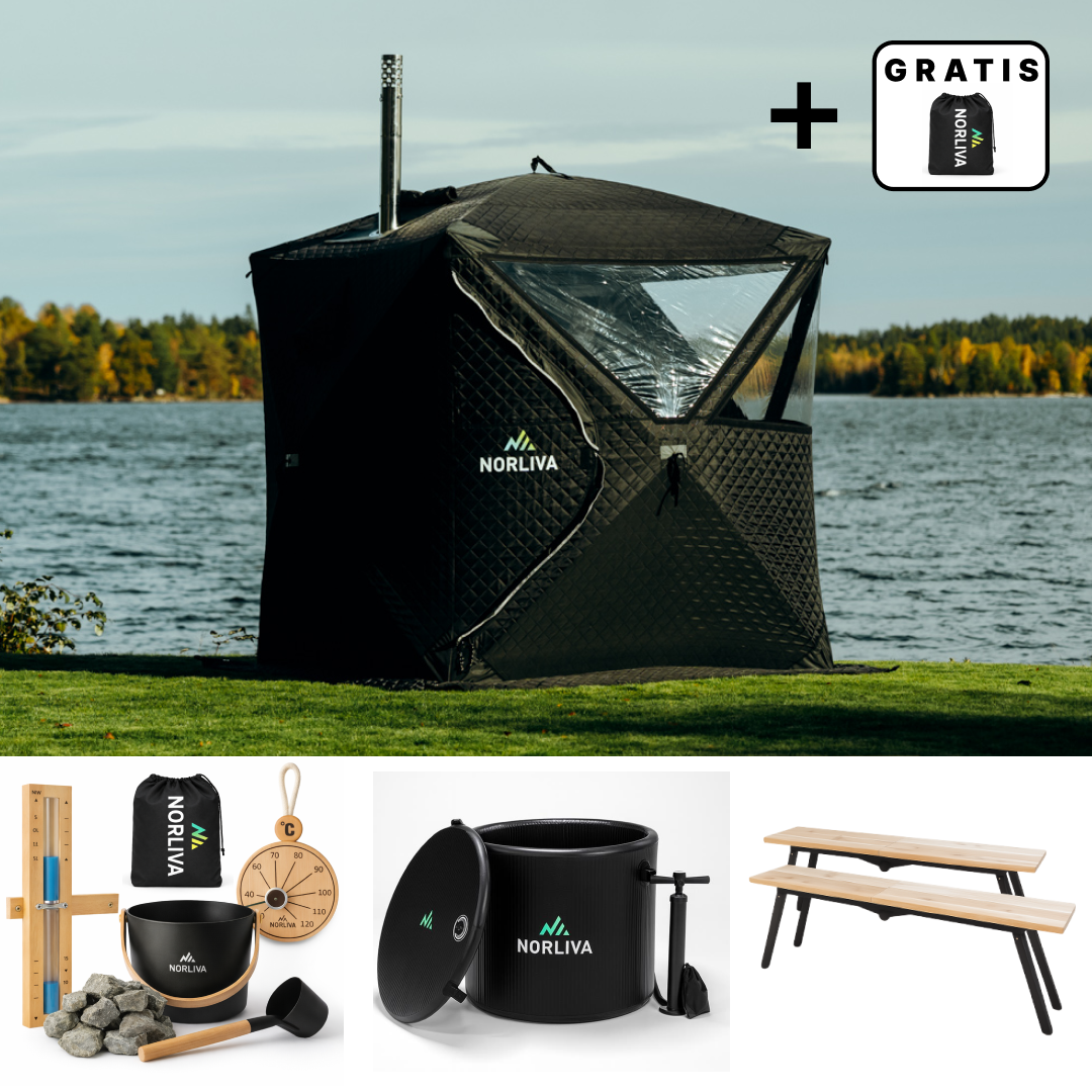 Set: saunatent Isen 3.0 + kachel + sauna-accessoires + banken + ijsbad