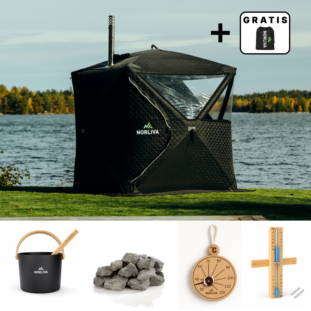 Set: saunatent Isen 3.0 + kachel + sauna-accessoires