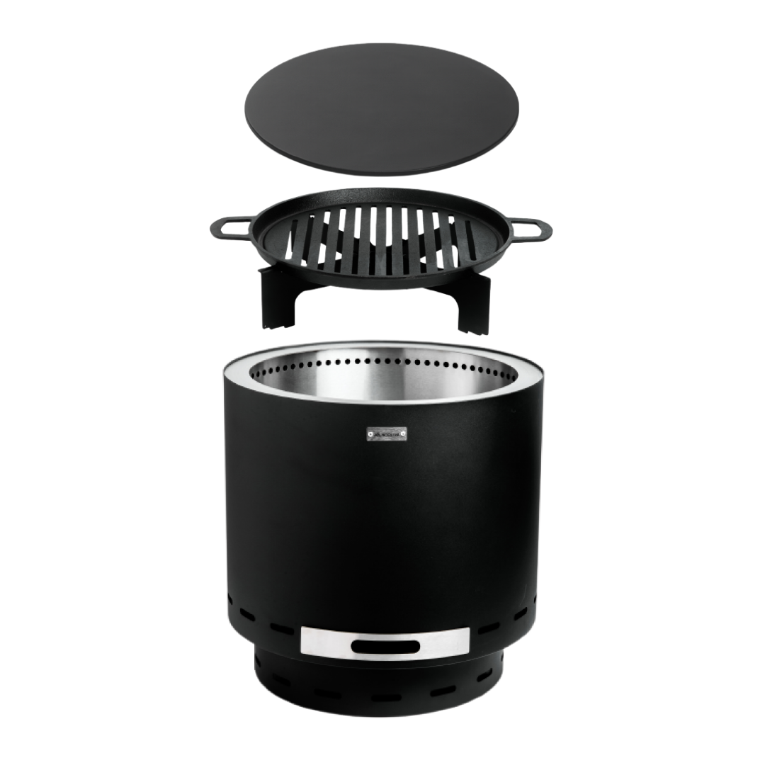 Set: Skara + Deksel + Gietijzeren-grillrooster