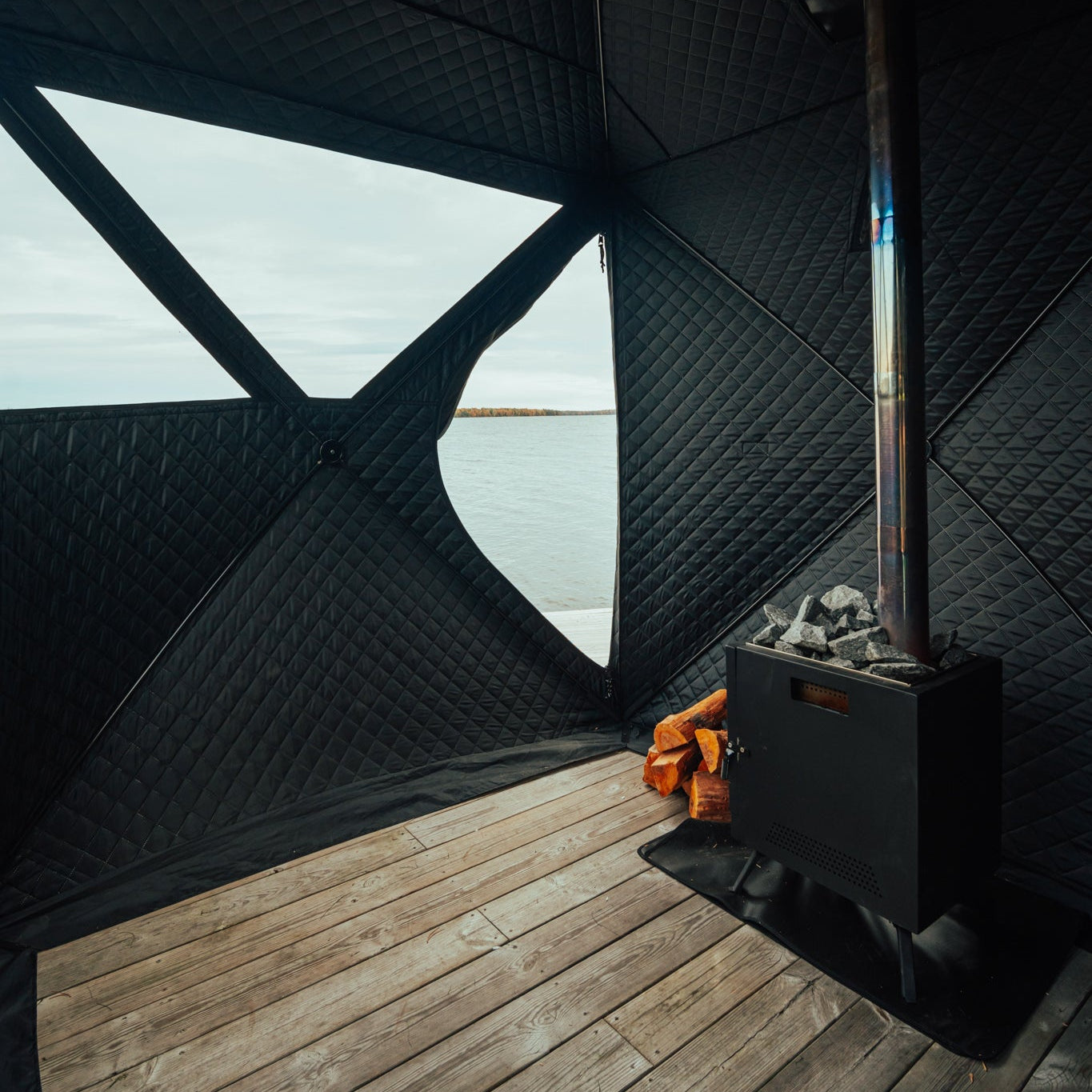 Set: Saunatent Isen + oven + sauna-accessoires + banken + ijsbad